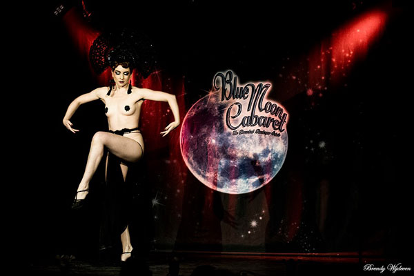 Colette Collerette performing at the Blue Moon Cabaret - The Decadent Burlesque Soiree by Boudoir Noir Production, Finest Vintage Entertainment!